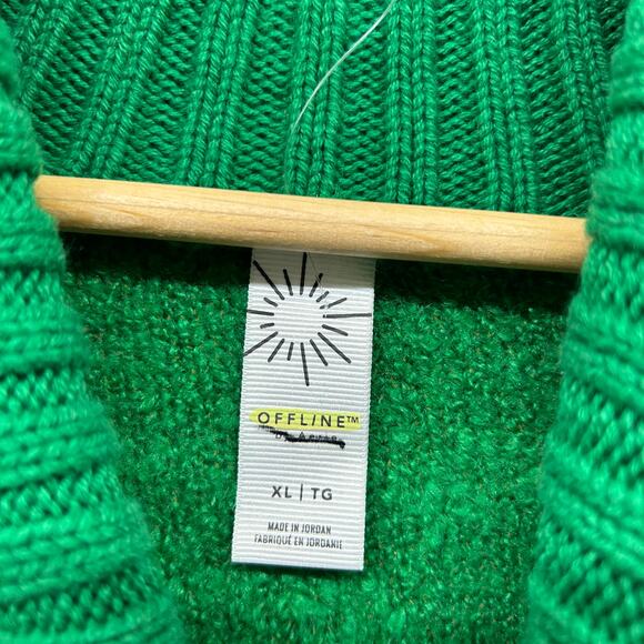 Offline by Aerie Oversized Turtleneck Sweater XL Green Cozy Knit Winter - Picture 6 of 7